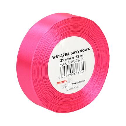 Wstążka dekoracyjna satynowa 25mm/32m jasnoróżowy Brewis 14 VB8507 01
