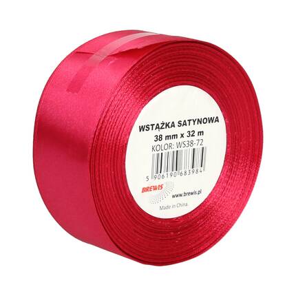 Wstążka dekoracyjna satynowa 38mm/32m różowa Brewis 72 VB8538 01