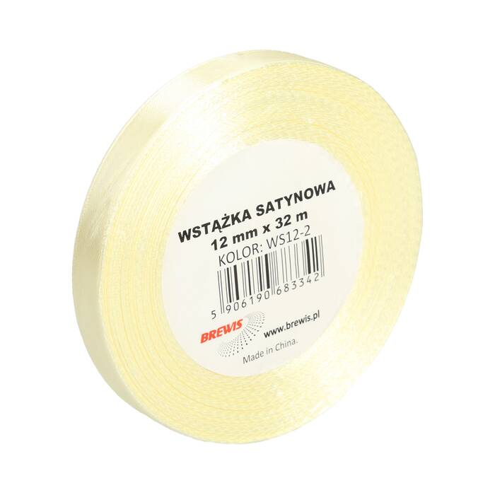 Wstążka dekoracyjna satynowa 12mm/32m ecru Brewis 2 VB8489 01