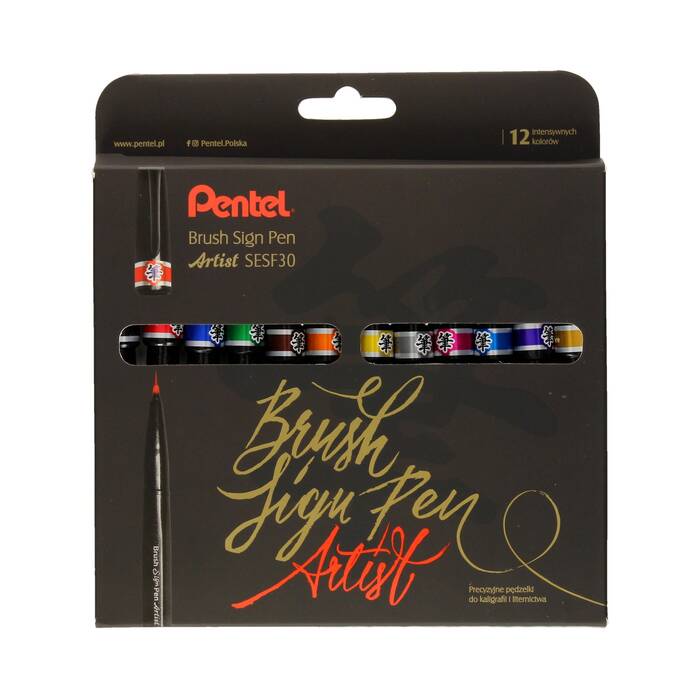 Pisaki artystyczne 12kol Artist Brush Sign Pen Pentel SESF30C-ST12PL PN6353 01