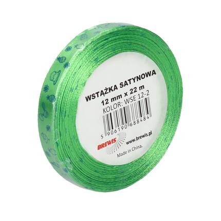 Wstążka satynowa 12mm jasnozielona wielkanoc Brewis WSE12-2 VB8944 01