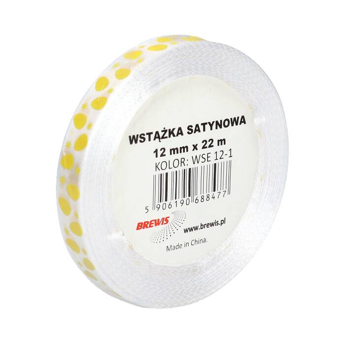 Wstążka satynowa 12mm biała wielkanoc Brewis WSE12-1 VB8943 01