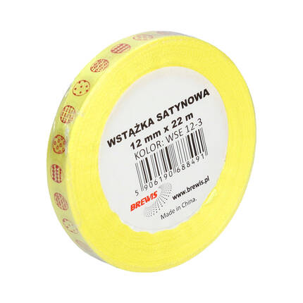 Wstążka satynowa 12mm żółta wielkanoc Brewis WSE12-3 VB8945 01