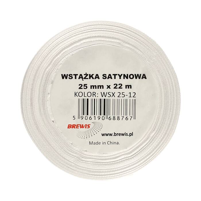 Wstążka satynowa 25mmx22m biała - motyw święta Brewis WSX25-12 VB9016 02