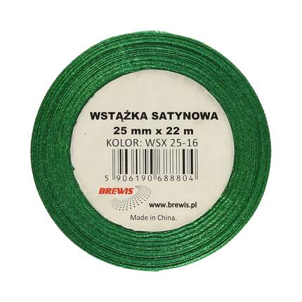 Wstążka satynowa 25mmx22m zielona - motyw święta Brewis WSX25-16 VB9017 02