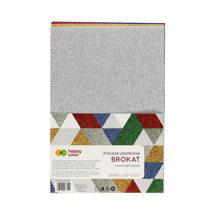 Arkusze piankowe A4/5 5kol mix Brokat Happy Color ST7716 01