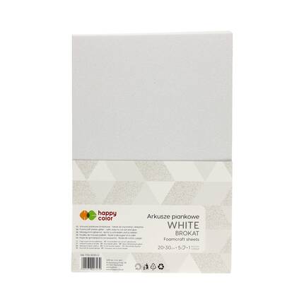 Arkusze piankowe A4/5 białe brokat Happy Color ST7907 01