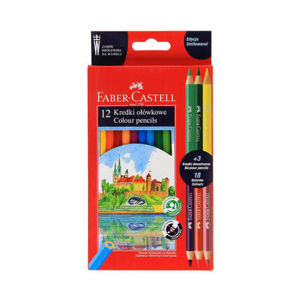 Kredki ołówkowe 12kol + 3szt. dwustronnych zamek na Wawelu Faber Castell 201480 FC1278 01