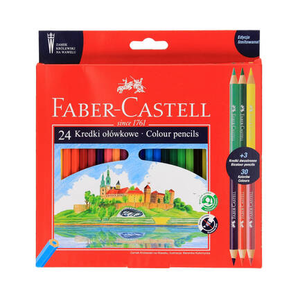 Kredki ołówkowe 24kol + 3szt. dwustronnych zamek na Wawelu Faber Castell 201481 FC1279 01
