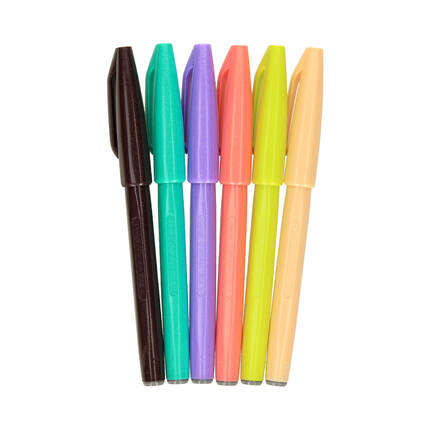 Zestaw do liternictwa 6kol Kolorowa Rafa Brush Sign Pen Pentel PN6516 02