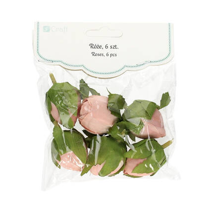 Główki kwiatowe róża 3cm jasny róż (6) DP0188 01