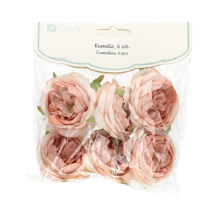 Główki kwiatowe kamelia 5cm jasny róż (6) DP1817 01