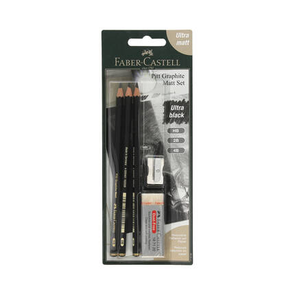 Ołówek Pitt Graphite Matt Set - 3szt. + gumka + temperówka Faber Castell 115296 FC6516 01