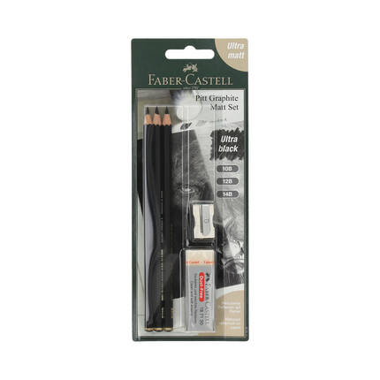 Ołówek Pitt Graphite Matt Set - 3szt. + gumka + temperówka Faber Castell 115297 FC6552 01