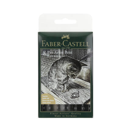 Pisak artystyczny B Pitt Artist Pens Black & Grey - 8 szt. Faber Castell 167171FC FC6539 01