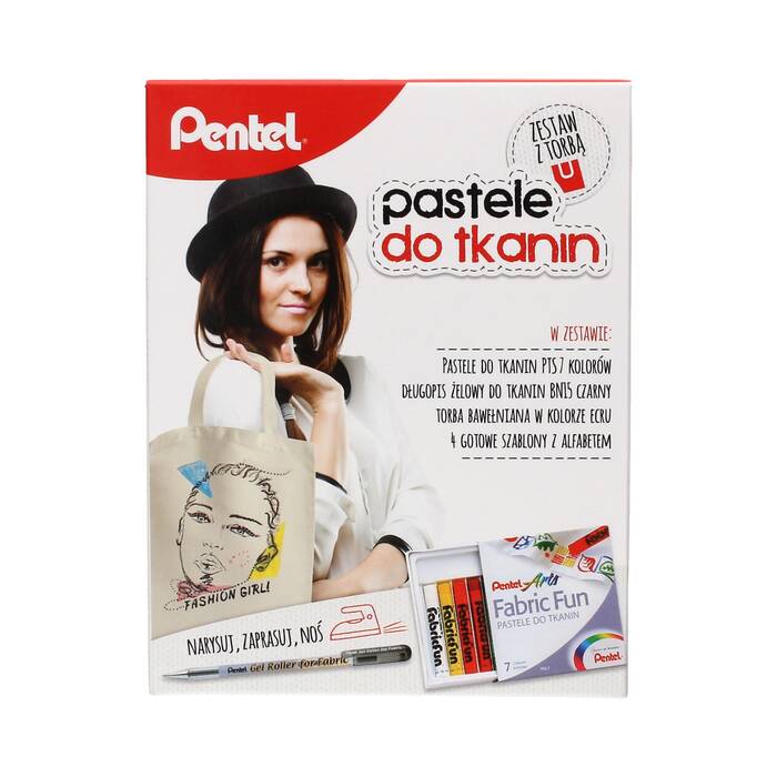 Zestaw pastele+ długopis żelowy +torba Pentel PTS7 PN6347 01