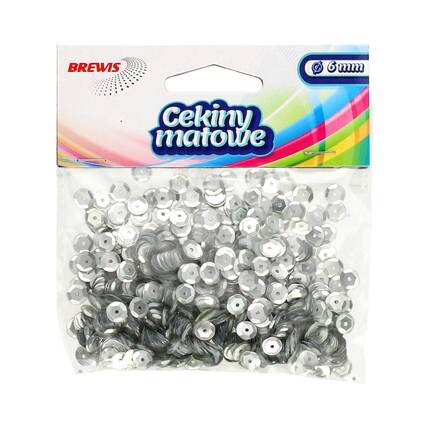 Cekiny matowe srebrne M20 Brewis 6mm VB8616 01