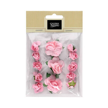 Kwiaty papierowe samoprzylepne Róże jasnoróżowe (13) AG4241 01