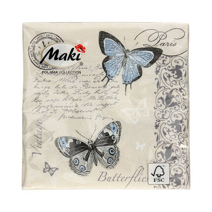 Serwetki 33x33 3w Butterflies Postcard 041101 (20) VS5982 01