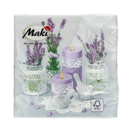 Serwetki 33x33 3w Lace Flower Pots Lavender 052101 (20) VS5967 01