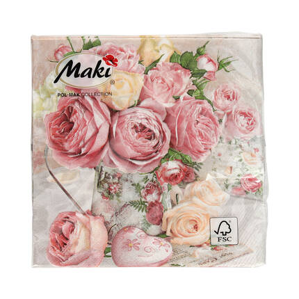 Serwetki 33x33 3w Pink Roses In Vintage Vase 048201 (20) VS5971 01