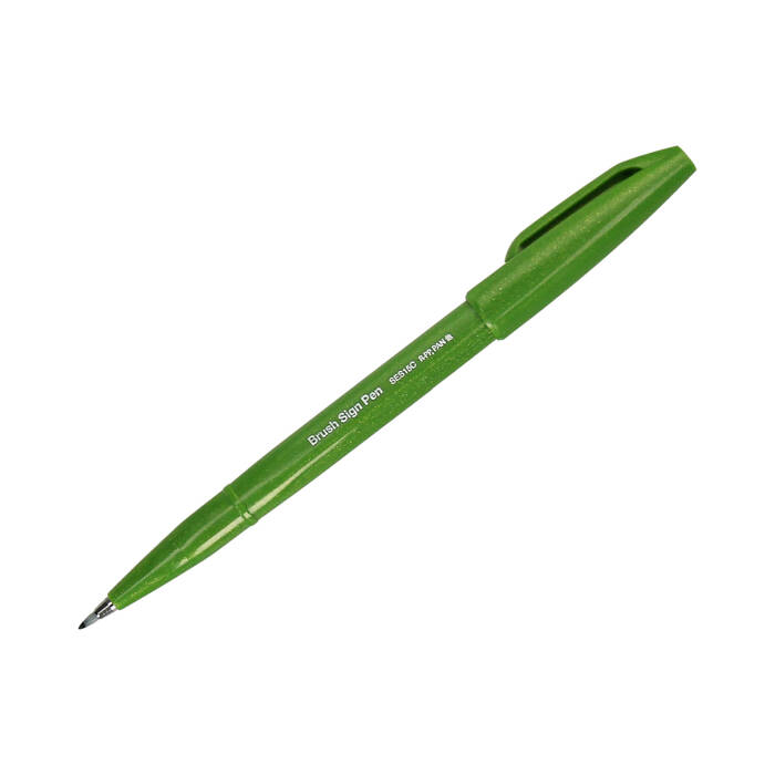 Pisak pędzelkowy oliwkowa zieleń Brush Sign Pen Pentel SES15 PN1596 02