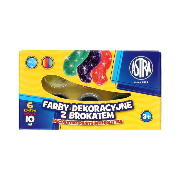 Farby plakatowe 6kol 10ml brokat Astra VK6185 01