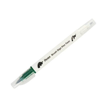 Pisak pędzelkowy dwustronny zielony Brush Sign Pen Pentel SESW30 PN1638 01