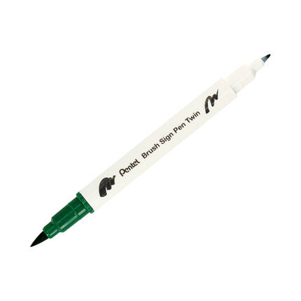 Pisak pędzelkowy dwustronny zielony Brush Sign Pen Pentel SESW30 PN1638 02