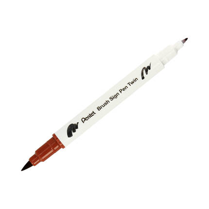 Pisak pędzelkowy dwustronny brązowy Brush Sign Pen Pentel SESW30 PN1639 02
