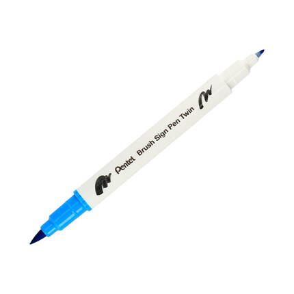 Pisak pędzelkowy dwustronny błękitny Brush Sign Pen Pentel SESW30 PN1643 02