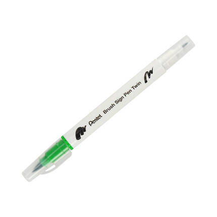 Pisak pędzelkowy dwustronny jasnozielony Brush Sign Pen Pentel SESW30 PN1644 01