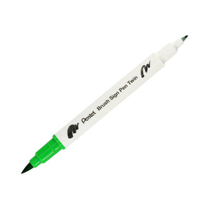 Pisak pędzelkowy dwustronny jasnozielony Brush Sign Pen Pentel SESW30 PN1644 02