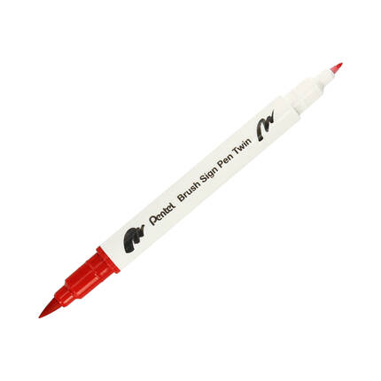 Pisak pędzelkowy dwustronny czerwony Brush Sign Pen Pentel SESW30 PN1636 02