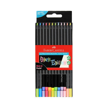 Kredki ołówkowe 12kol pastel/neon Black Edition Faber-Castell 116410 FC1185 01