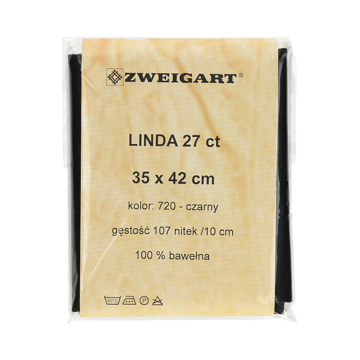 Kanwa bawełniana 35x42/27ct czarna Linda Zweigart 0720 VA2410 01