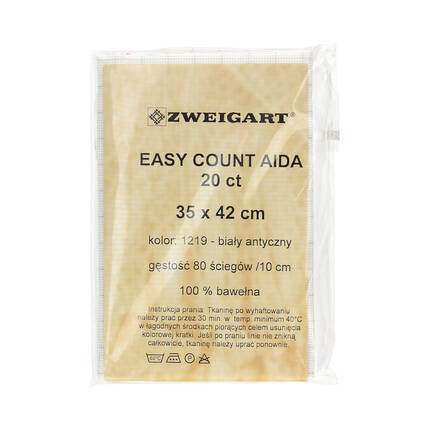 Kanwa bawełniana 35x42/20ct biały antyczny Easy Count Aida Zweigart 1219 VA2406 01