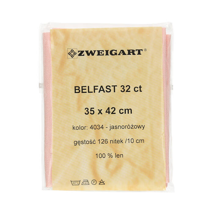 Kanwa lniana 35x42/32ct jasnoróżowa Belfast Zweigart 4034 VA2419 01