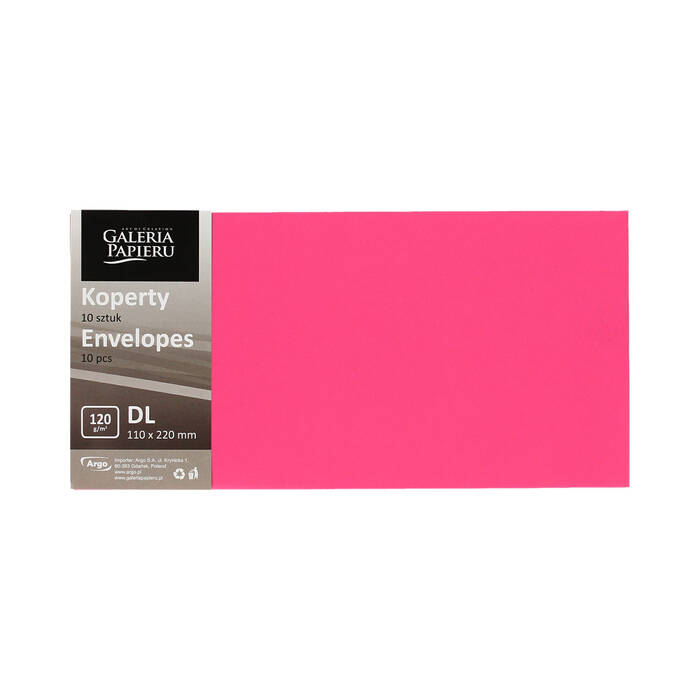 Koperty DL różowe gładkie 120g (10) AG4335 02