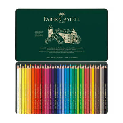 Kredki ołówkowe 36kol metalowe opakowanie Faber Castell Polychromos FC110036 FC1109 02