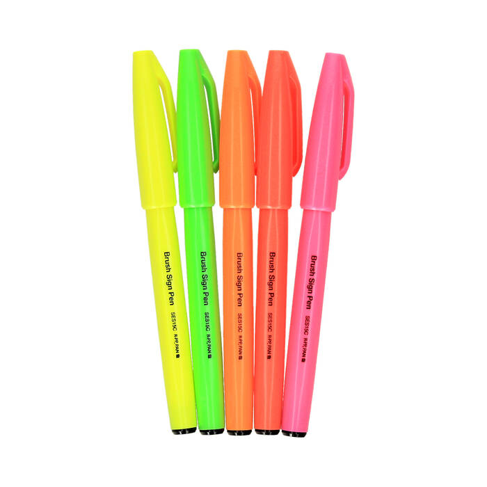 Pisak 5kol Fluo art Brush Sign Pen Pentel PN1262 04