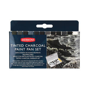 Węgiel kostka 12kol Tinted Charcoal Paint Pan Set Derwent 2305872 LP1264 01