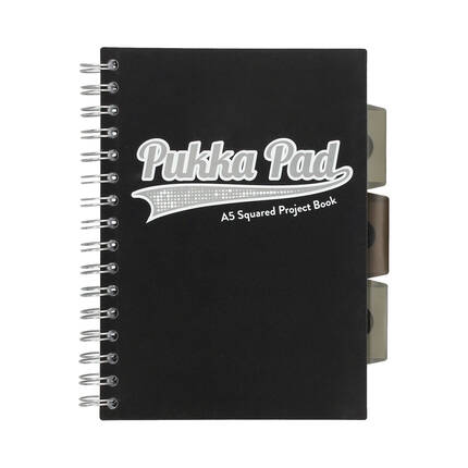 Kołozeszyt A5/100 kratka Pukka Pad Project Book Black - Grey NZ2231 01