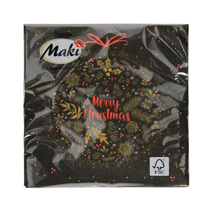 Serwetki 33x33 3w Merry Xmas Bauble on Black 026101 (20) VS5948 01