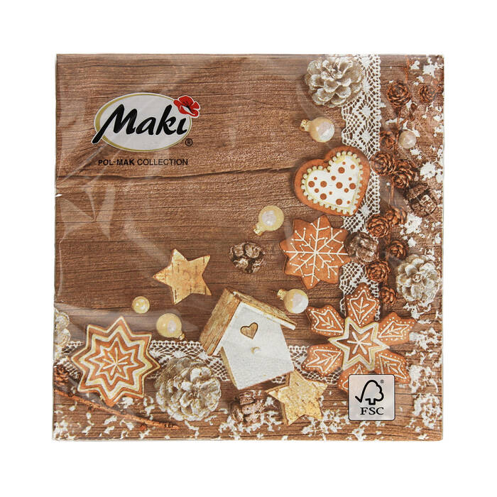 Serwetki 33x33 3w Winter Wooden Decoration 020301 (20) VS5953 01