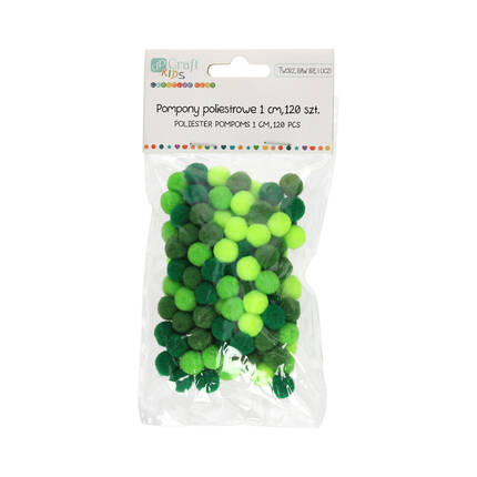 Pompon poliestrowy mix zielone 1cm (120) DP1606 01