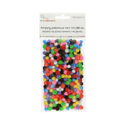 Pompon poliestrowy mix 7mm - 380szt. DP7093 01