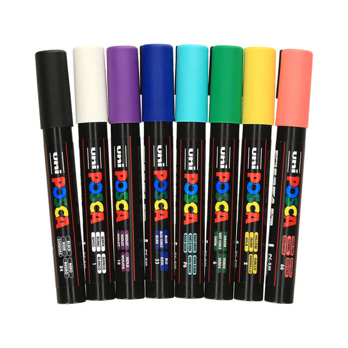 Marker plakatowy 1.8-2.5mm 8kol okrągły Posca UNPC5M/8C UN5712 03