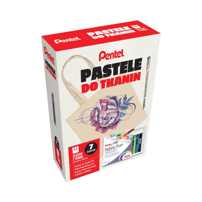 Zestaw pastele+ długopis żelowy +torba Pentel PTS7 PN6347 01