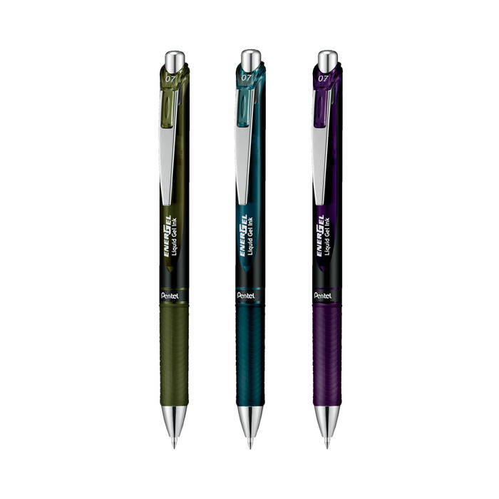 Zestaw pióro kulkowe BL77 3 kol Olive / Indygo / Bordeaux Pentel Energel PN6504 03